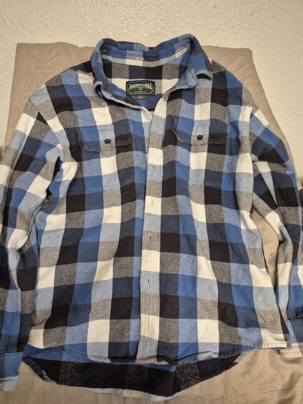 Blue Plaid Flannel Shirt - Men's